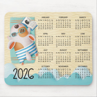 2026 Beach Dog Desk Calendar Mouse Pad Musmatta