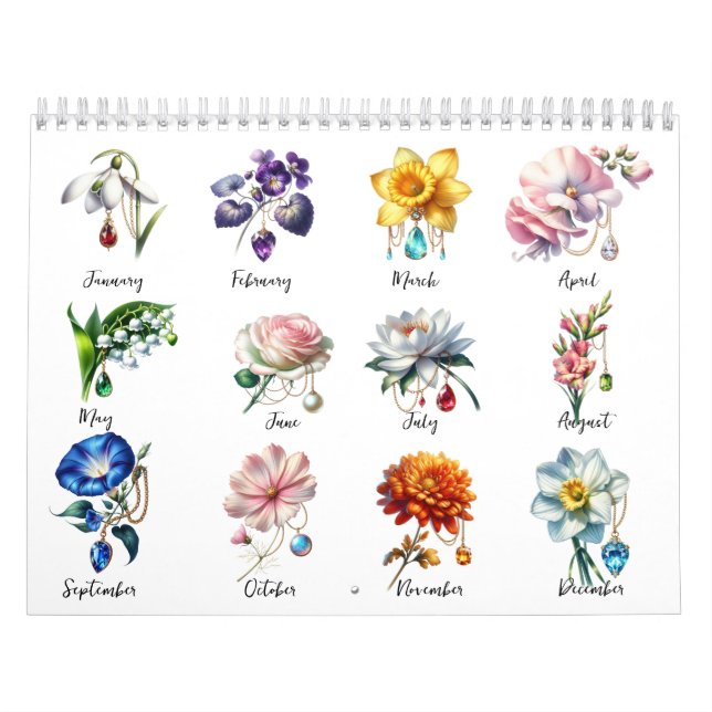 2026 Birth Flowers & Birthstones Kalender (Omslag)