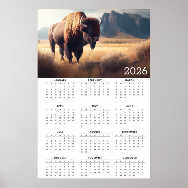 2026 Bison & Bergslandskapskalender Poster (Framsidan)