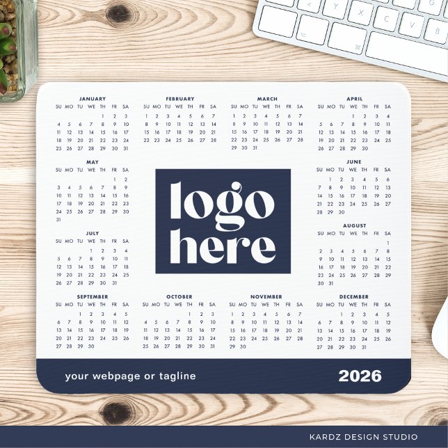 2026 Blåårskalender för Logotypens marin Fullt Musmatta (Skapare uppladdad)
