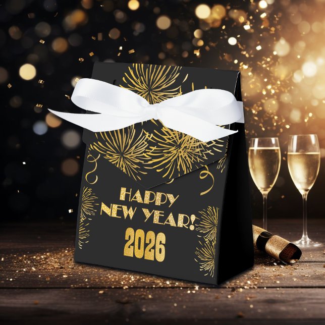 2026 Black Gold Glitter New Year's Eve Party  Presentaskar (Skapare uppladdad)