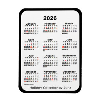 2026 Black Helgdag Calendar av Janz Magnet