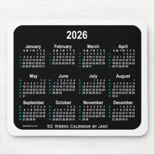 2026 Black Neon 52 Weeks kalender från Janz Musmatta