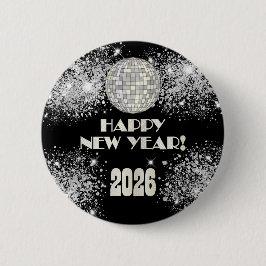 2026 Black Silver Glitter New Year's Eve Party  Knapp