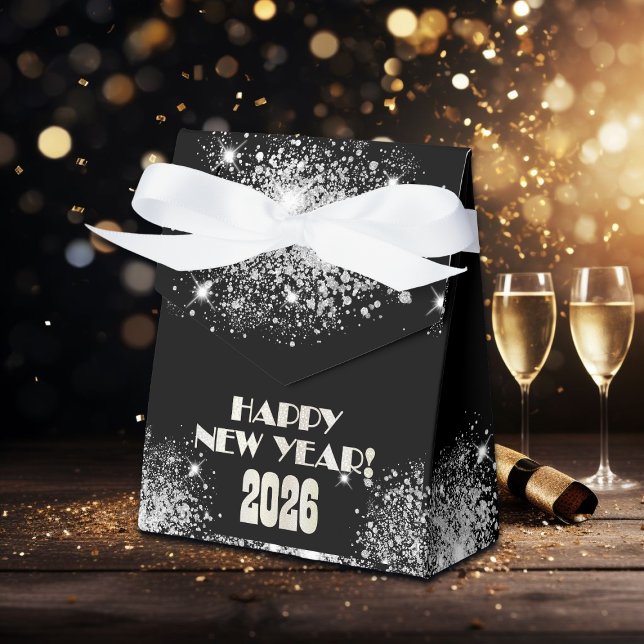 2026 Black Silver Glitter New Year's Eve Party  Presentaskar (Skapare uppladdad)