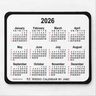 2026 Black Two Tone 52 Weeks-kalender från Janz Musmatta