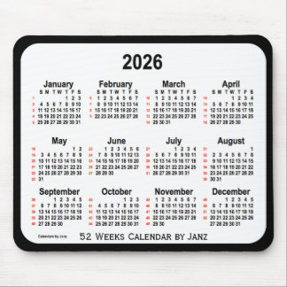 2026 Black Two Tone 52 Weeks-kalender från Janz Musmatta