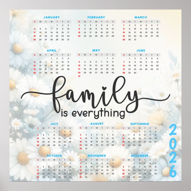 2026 Blomkalender med Citat Poster (Framsidan)