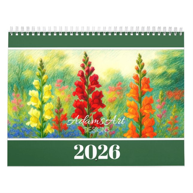 2026 Blommigt - Färgfyllda botaniska illustratione Kalender (Omslag)