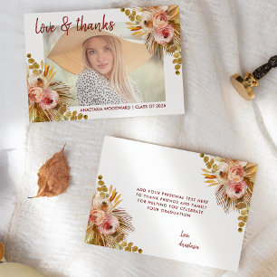 2026 Boho Blommig Anpassad Foto Examen Tacksamhets Tack Kort