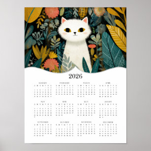 2026 Boho Cat Art Fullt - kalenderår Poster