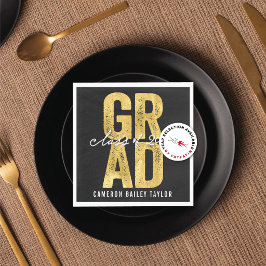 2026 Bold GRAD Guld Folie Modern Examenfest Pappersservett
