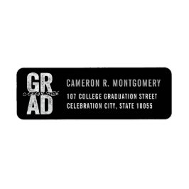 2026 Bold GRAD Silver Typografi Graduate Adress Returadress Etikett
