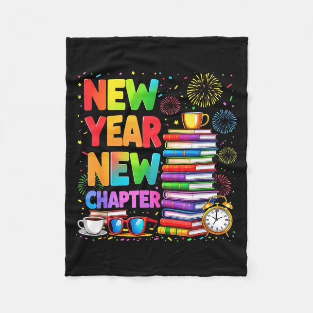 2026 Bookworm Funny Happy New Year Chapter Book Lo Fleecefilt (Framsidan)