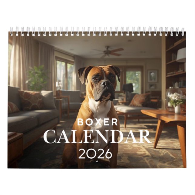 2026 Boxer Hund Väggkalender | 12 Månaders Kalende Kalender (Omslag)