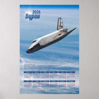 2026 Buran Sovjetisk rymdfärja Poster Kalender
