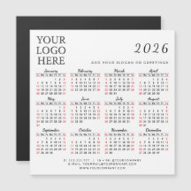 2026 Business Calendar Magnet Company Logotyp Enke