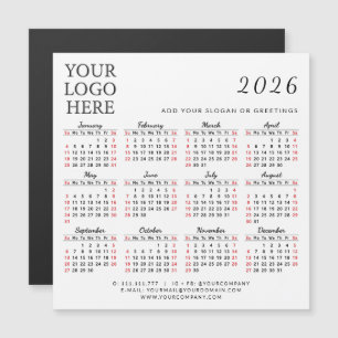 2026 Business Calendar Magnet Company Logotyp Enke