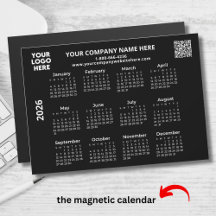 2026 Business Din Logotyp QR Black Calendar Magnet