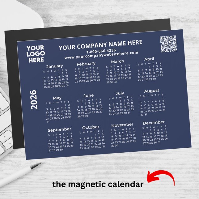 2026 Business Din Logotyp QR Code Calendar Magnet (Skapare uppladdad)