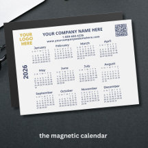 2026 Business Din Logotyp QR Code Calendar Magnet