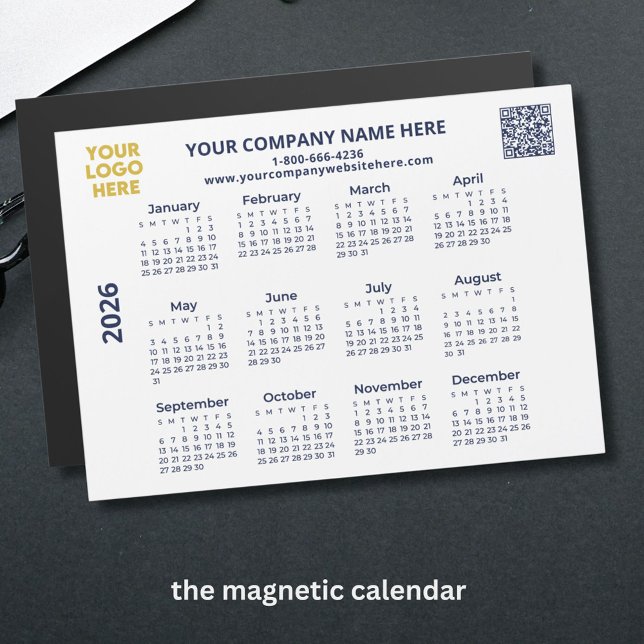 2026 Business Din Logotyp QR Code Calendar Magnet (Skapare uppladdad)