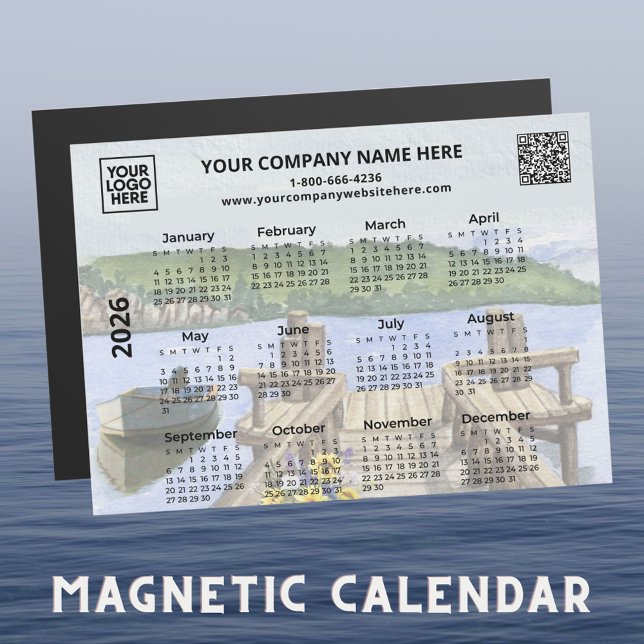 2026 Business Logotyp QR Dock Vatten Calendar Magn (Skapare uppladdad)