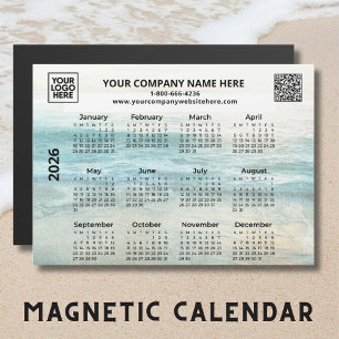 2026 Business Namn Logotyp QR Ocean Calendar Magne
