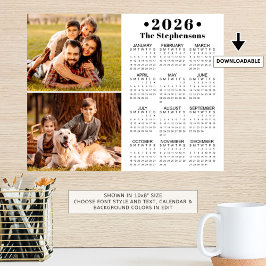 2026 Calendar 2 Photos Personlig Poster