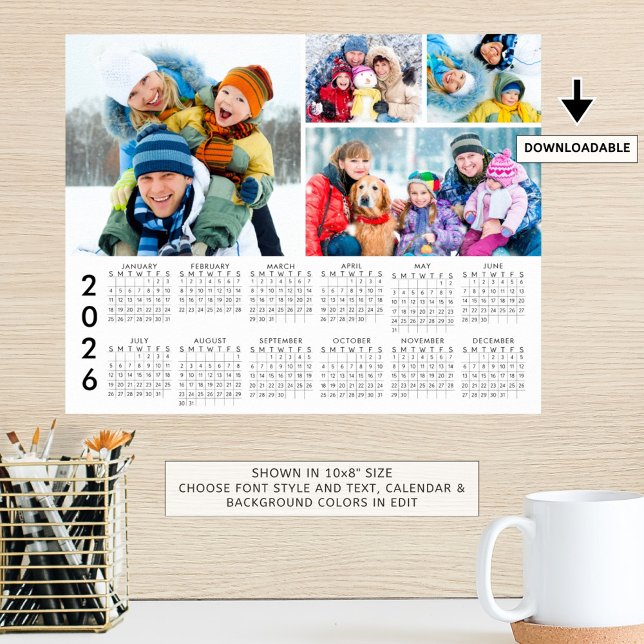 2026 Calendar 4 Photo Collage Personlig Poster (Skapare uppladdad)