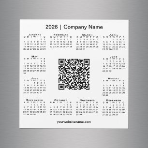 2026 Calendar Anpassningsbar Business QR Code Whit