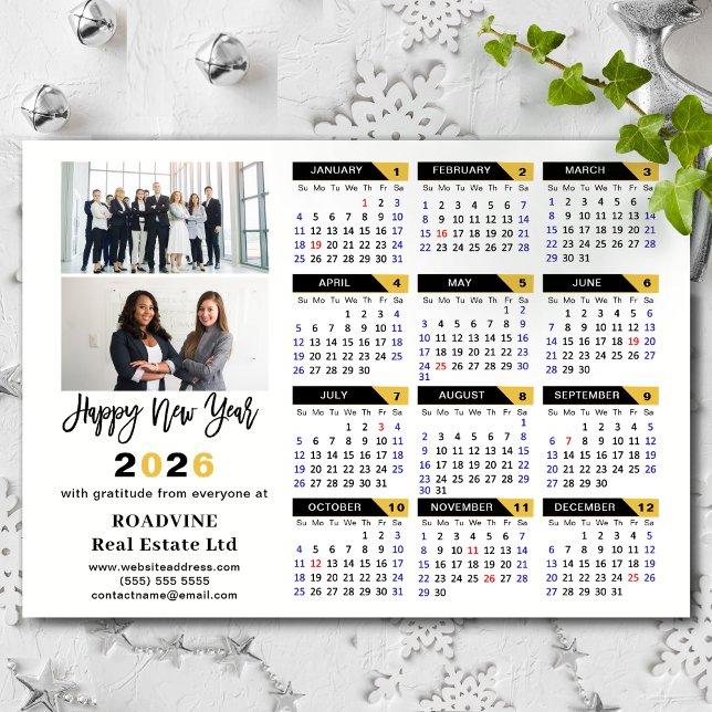 2026 Calendar Black Guld Business 2 Photo Magnetic (Skapare uppladdad)