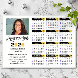 2026 Calendar Black Guld Business Photo Magnetic