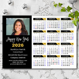 2026 Calendar Black Guld Business Photo Magnetic