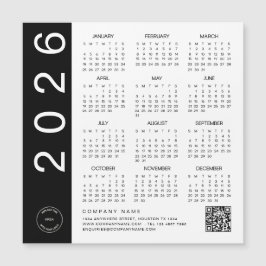 2026 Calendar Black Text QR Code Company Logotyp