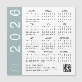 2026 Calendar Blue Gräns QR Code Company Logotyp