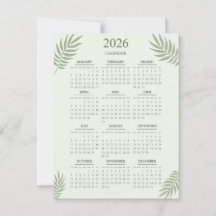 2026 Calendar Boho Blommigt Aesthetic Sage Grönt