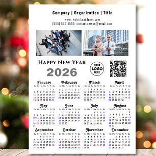 2026 Calendar Business 2 Photo Logotyp QR Magnetic
