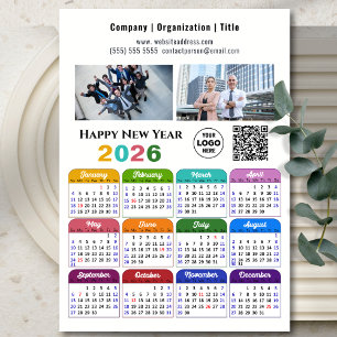 2026 Calendar Business 2 Photo Logotyp QR Magnetic