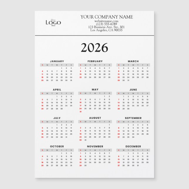 2026 Calendar Business Logo Text | Any background (Framsida)