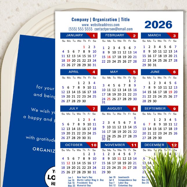 2026 Calendar Business Logotyp Blue Minimum Julkort (Skapare uppladdad)
