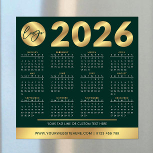 2026 Calendar Business Logotyp Grönt & Guld Corpor