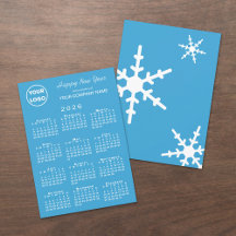 2026 Calendar Business Logotyp Light Blue Snowflak