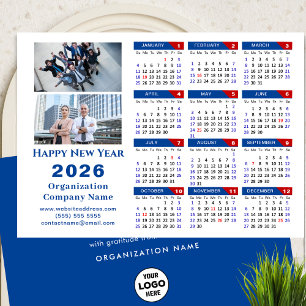 2026 Calendar Business Logotyp Photo Blue Minimali Julkort