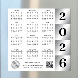 2026 Calendar Business Logotyp QR Code Chrome Silv