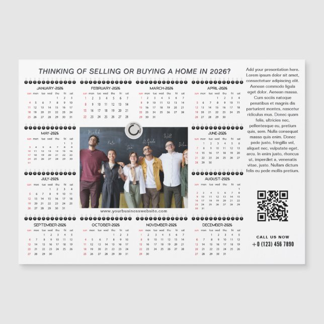 2026 Calendar Business Logotyp QR Code Team Photo (Framsida)