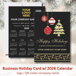 2026 Calendar Business Logotyp QR Festive Julkort