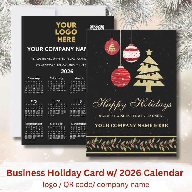 2026 Calendar Business Logotyp QR Festive Julkort (Skapare uppladdad)