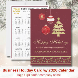 2026 Calendar Business Logotyp QR Festive Julkort