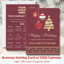 2026 Calendar Business Logotyp QR Festive Julkort